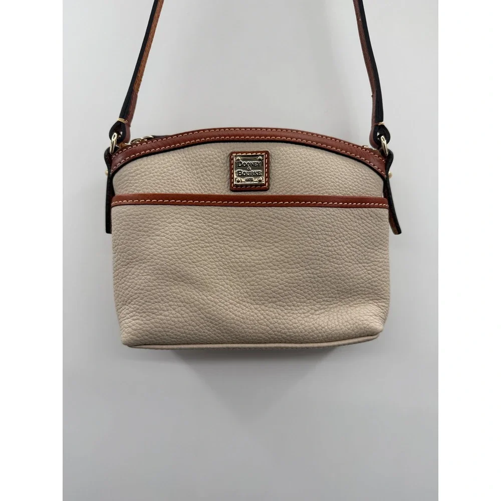 Dooney‎ & Bourke Pebble Grain Crossbody Bone Leather Domed Bag Adjustable Strap